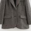 Vintage Lapel Herringbone Suit Coats Women Casual Single-Breasted Pockets Jackets Coat Lady Autumn Chic High Street Outwear