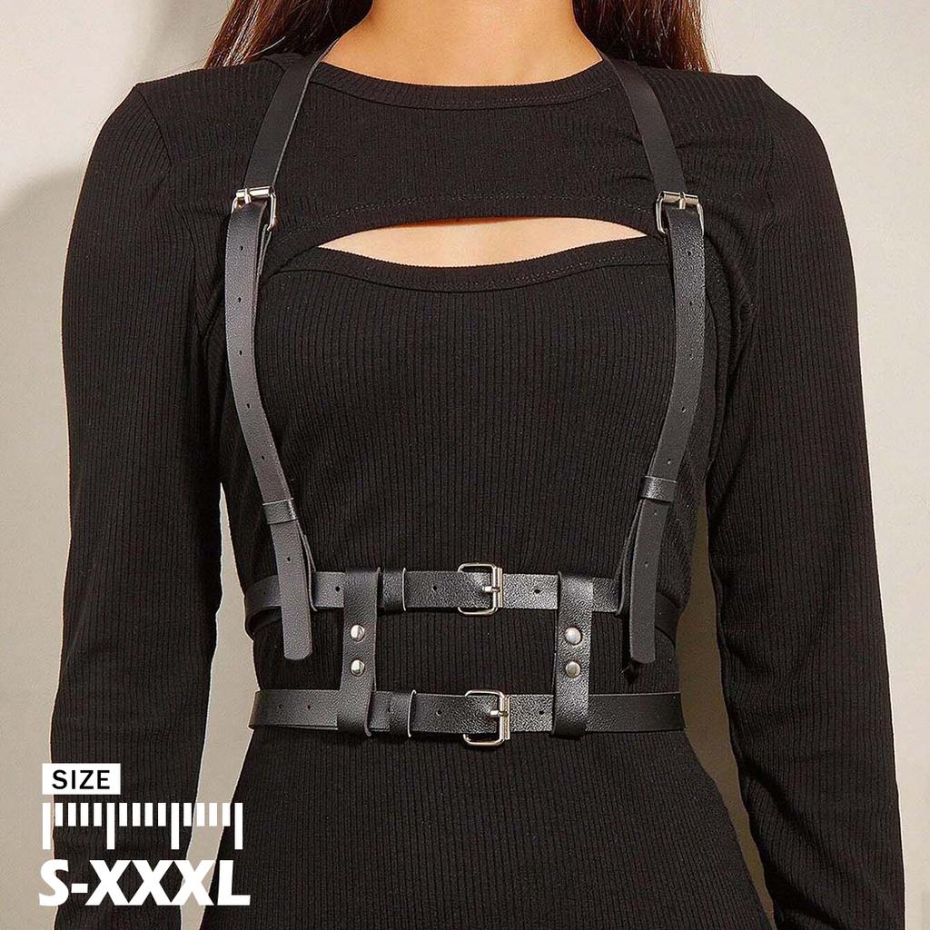 Cintura Taglie Forti da Donna, Cintura Pettorale Punk in Ecopelle PU, Cintura Body alla Moda, Accessorio Gotico per Festa Cintura Pettorale.