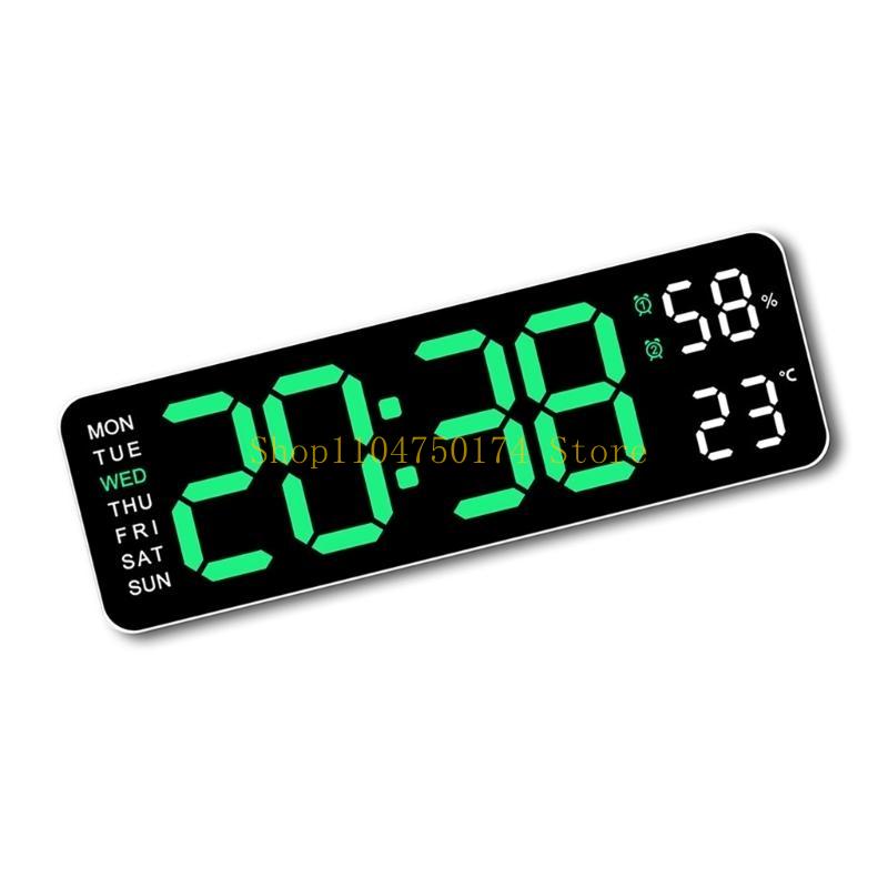 Modern LED Table Clock with Temperature Time Date Week Display Snooze Function top sale, Adjustment Brightness 12/24 Hour Snooze