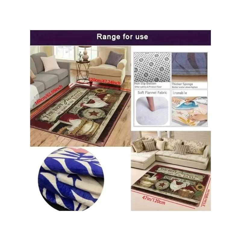 Vintage Cowboy Boots Rug Western Farmhouse Decor Stylish Floor Mat for Living Room Bedroom Coffee Table Home Carpet