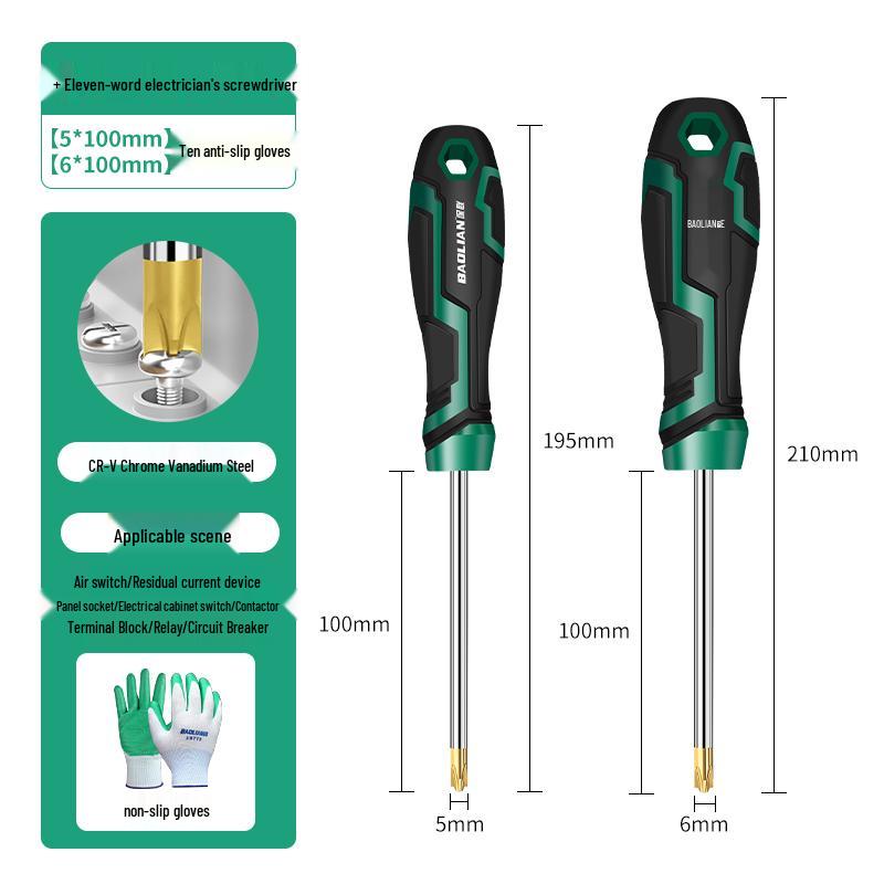 11-Piece Industrial Grade Magnetic Electrician Screwdriver Set - S2 Phillips & Slotted