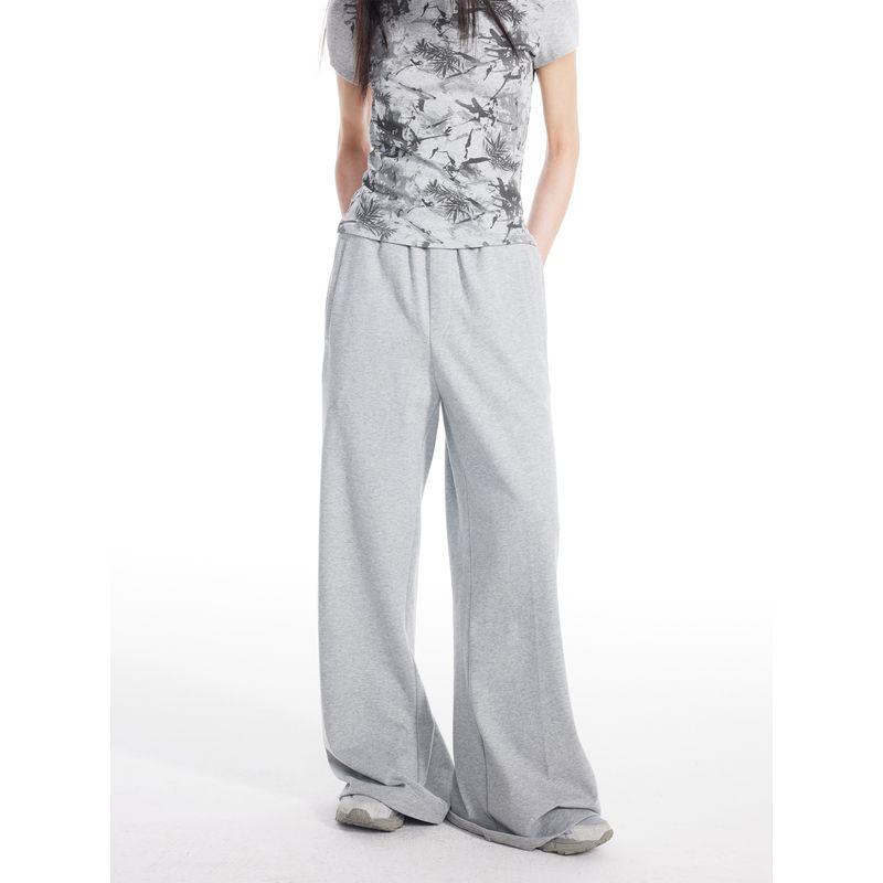 

Thelight Spring/Summer Gray Casual Mop Wide Leg Pants Light gray S