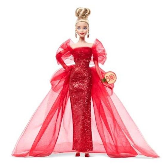 Barbie Mattel 80th Anniversary Doll Blonde Signature BLACK Dress-Up DollHouse Role PlayPretend Play Age 6 Up Red JBJ17