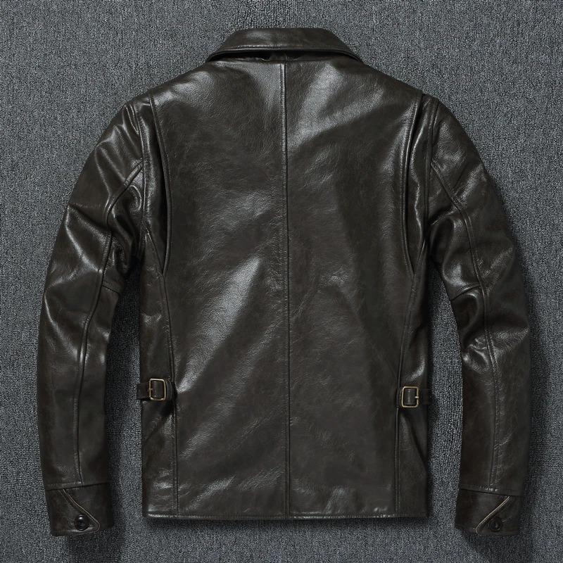 Čínská velikost Pánská kožená bunda z pravé hovězí kůže Pánské bundy Slim Šedá Hnědá Bunda se stojáčkem Pro muže Jaro Podzim