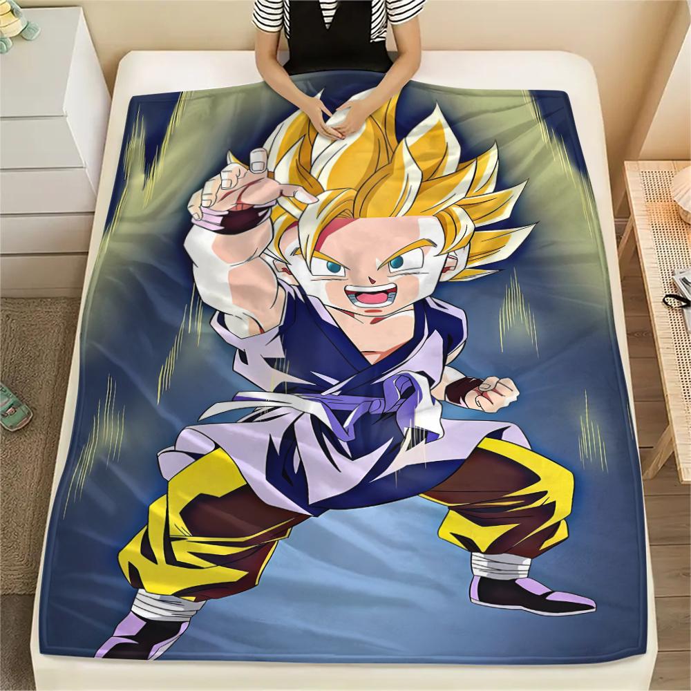 Coperta in Flanella con Stampa Personaggi Dragon Ball, Alta qualità Confortevole per Tutte le Stagioni, Arredamento per la Casa, Calore e Comfort, Perfetta per Regali di Natale