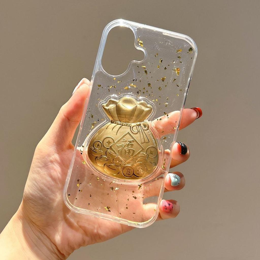 3D Drop Glue Phone Case Lucky Bag for Apple 17PROMAX Trendy Brand Couple's New New Chinese New Year Celebration Phone Case