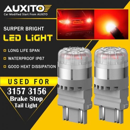 2X AUXITO 3157 3156 4157 Red LED Brake Tail Turn Signal Blinker Light Bulb CK EA