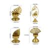 Golden Iron Tealight Candle Holder for Elegant Dining Room and Weddings Centerpieces Metal Leaf Shape Candlestick Stand