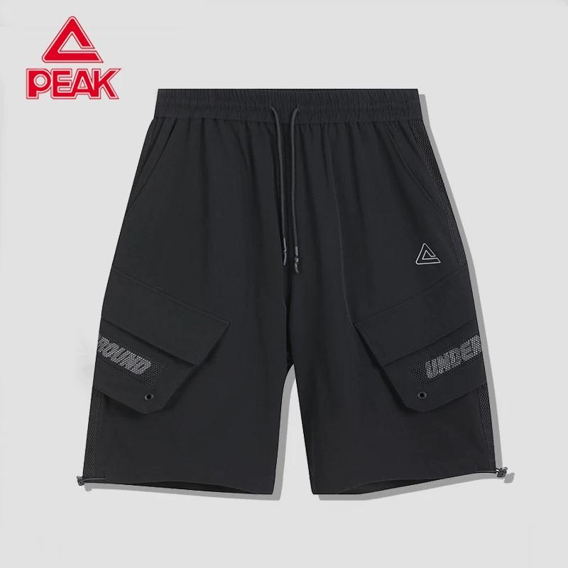 Peak Sports Shorts Men's 2025 Summer Woven Pants Loose Casual Black Shorts Beach Men's Pants