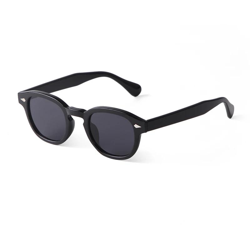 Lunettes de Soleil Rondes Bleues Transparentes Mode UV400 Rétro Rivet Écaille Carré Petit Lunettes de Soleil pour Femmes Hommes