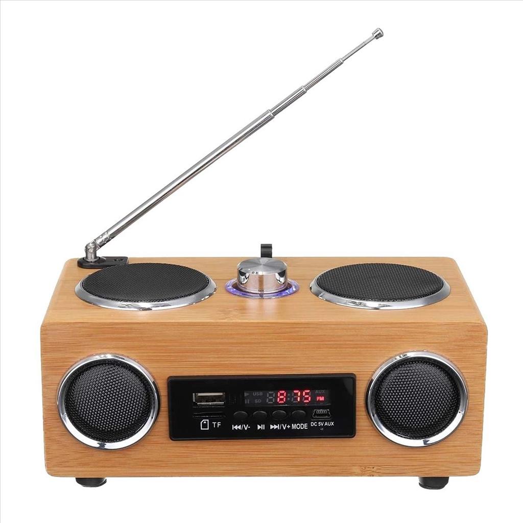 Wireless Wooden Retro Speaker Radio Subwoofer Home Sound Column Bluetooth Music Center Support USB/TF/FM
