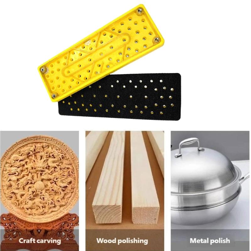Pneumatic Dry Grinder Tray Sanding Backing Pad with Hook and Loop Face, 70 x 198 mm Nylon Plate for Woodworking, Wall Sanding, Flat Panel Refinishing
