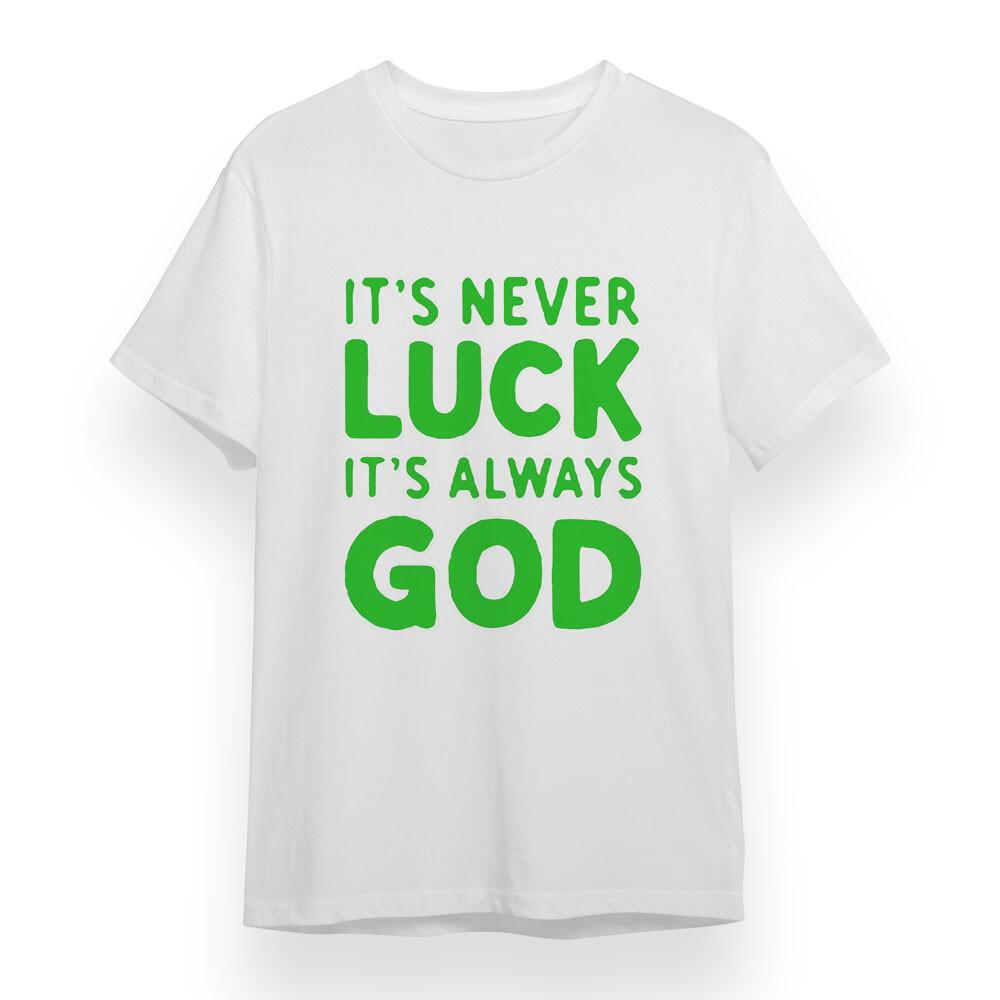 

Women s T-shirt With God Over Luck Scripture Graphic Unisex Cotton Plus Size Tee XL
