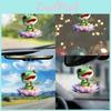 Adorable Acrylic Frog Holding Flowers Car Pendant Charming Interior Decor Accessory