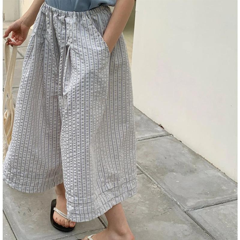 Mädchen Sommer Leinen Mückenschutz Caprihosen Koreanischer Stil Atmungsaktiv Elastischer Bund Kleinkind Kinder Outdoor Kleidung