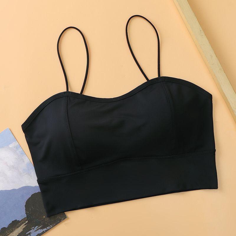 Women's Ice Silk Underwear Student Push-Up Thickened Enhancing Backless Sling Camisole Cami Base Layer Summer