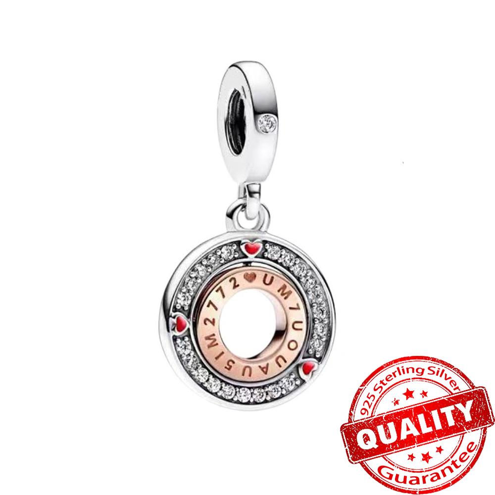 Beautiful 925 Sterling Silver Red Valentine's Day Infinity Love Rose Pendant Fit DIY Bracelet Necklace Date Accessories Gifts