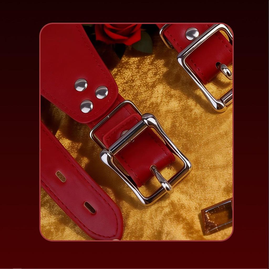 FRRK PU-10 Wearable Chastity Belt Accessories, Wine Red/Black Waistband Buckle for Leather Pants