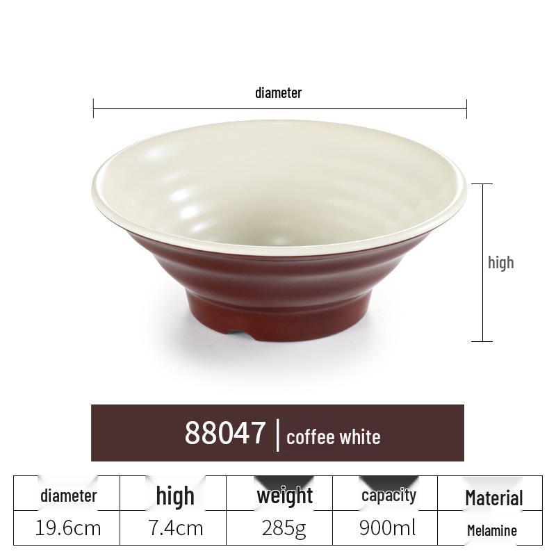 Net Celebrity Melamine Ramen Bowl: Two-Tone Creative Design, Large, Ideal for Mala Tang and Rice Noodles