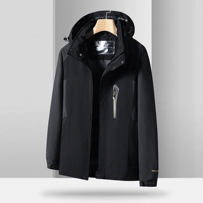 Men's Jacket, Plus Size, Single Shot, Autumn and Winter Hooded, Waterproof, Casual Outdoor Sports Jacket, Submachine Jacket