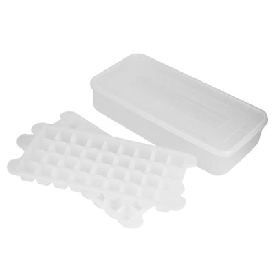 Lebensmittelecht Haushalt Küche DIY Eiswürfelform Tablett Eisbereiter mit Aufbewahrungsbox Versiegelter Deckel 1,7L Box 2 Schichten 72 Fächer