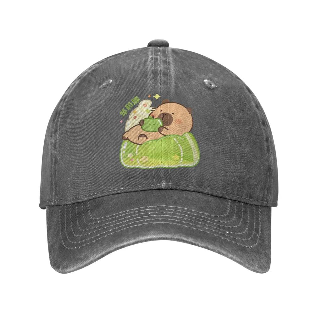 Cartoon Cute Capybara Unisex Women Baseball Caps  Distressed Washed Caps Hat Fashion Outdoor Running Golf Adjustable Fit Sun Cap