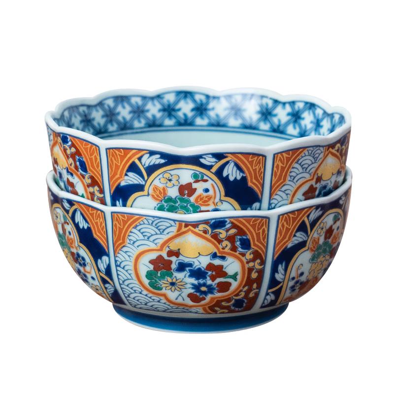 Japanese Mino Ware 5-inch Palace Blue Rice Bowl Set