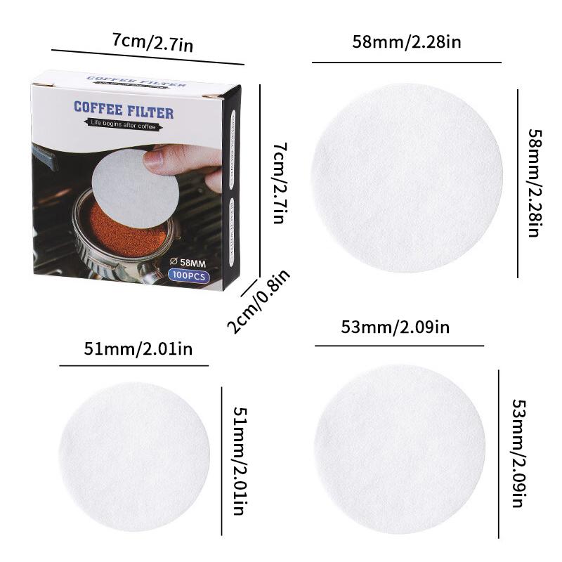 51/53/58mm Portafilter Basket Coffee Filter Paper For Espresso Machines 100 Sheets Round Coffee Paper Filter Outdoor Tableware