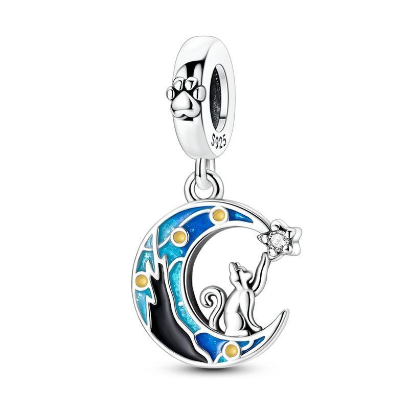925 Silver Blue Charms Murano Glass Star Octopus Beads Pendant Bracelets Necklaces Womens DIY Jewelry Gift