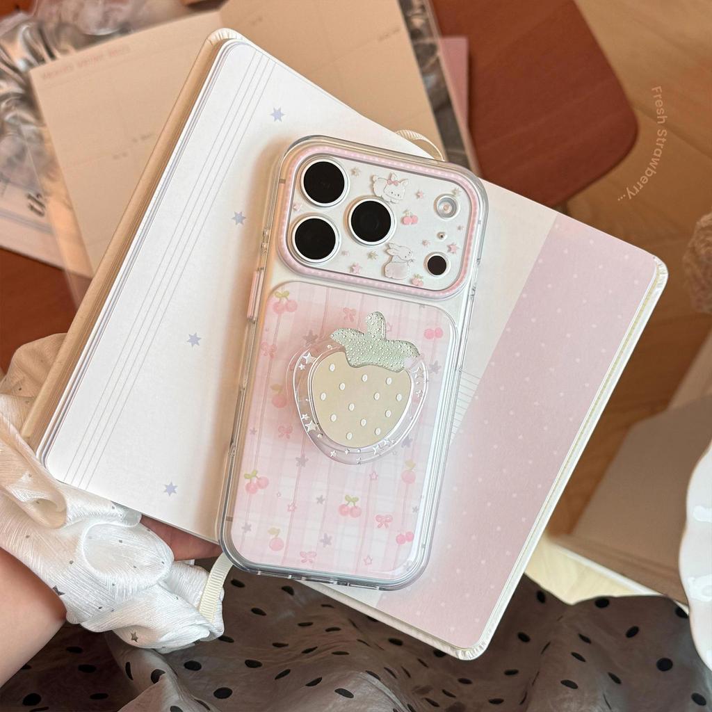 Creative Strawberry Stand Phone Case for iPhone 16, iPhone 17, and iPhone 17 Pro Max