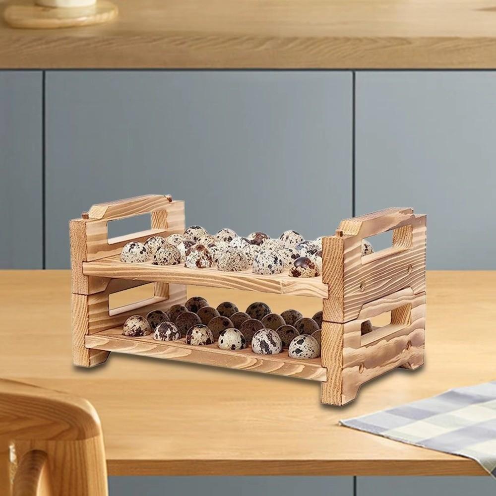 Stackable Wood Egg Holder Space Saving Egg Display Crates Egg Storage Rack  Kitchen Countertop