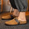 Comfortable Mens Slippers with Leather Upper Casual Shoes Lightweight Breathable for Indoor Outdoor Use