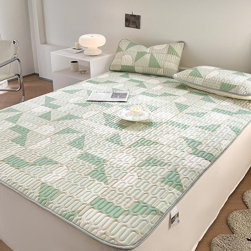 Thai Latex Summer Mat Three-piece Set Printed Summer Ice Silk Summer Mat Washable Folding Cool Feeling Mat