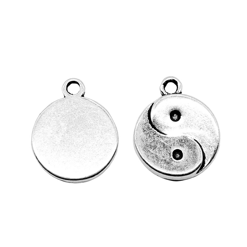 

5шт Тай Чи Шармы Шармы Античное серебро Цвет Цинковый сплав 18X15mm