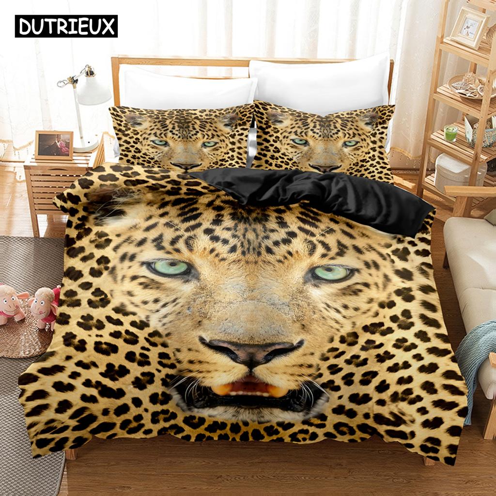 Set Biancheria da Letto 3D Il Leopardo Set Copripiumino Con Federe Letto Singolo Matrimoniale Queen King Biancheria da Letto