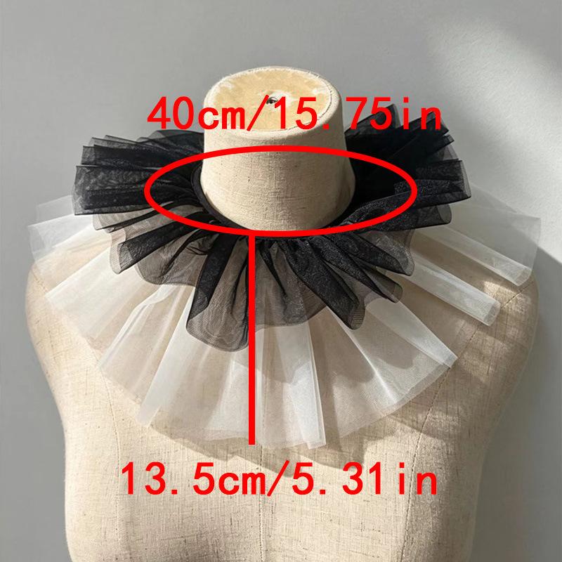 Zweifarbiger Tüll-Rüschenkragen Abnehmbares Netz-Jabot Halsrüsche Cosplay Kostümzubehör