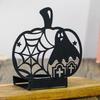 Black Halloween Candle Holders Creepy Hollow Out Silhouette Candle Holder Halloween Table Decoration Metal Pumpkin Shape