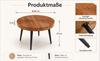 Round, Ginger-colored Coffee Table with Walnut Grain and Growth Rings, Reinforced Tabletop and Slim Black Metal Legs; Side Table for Small Apartments