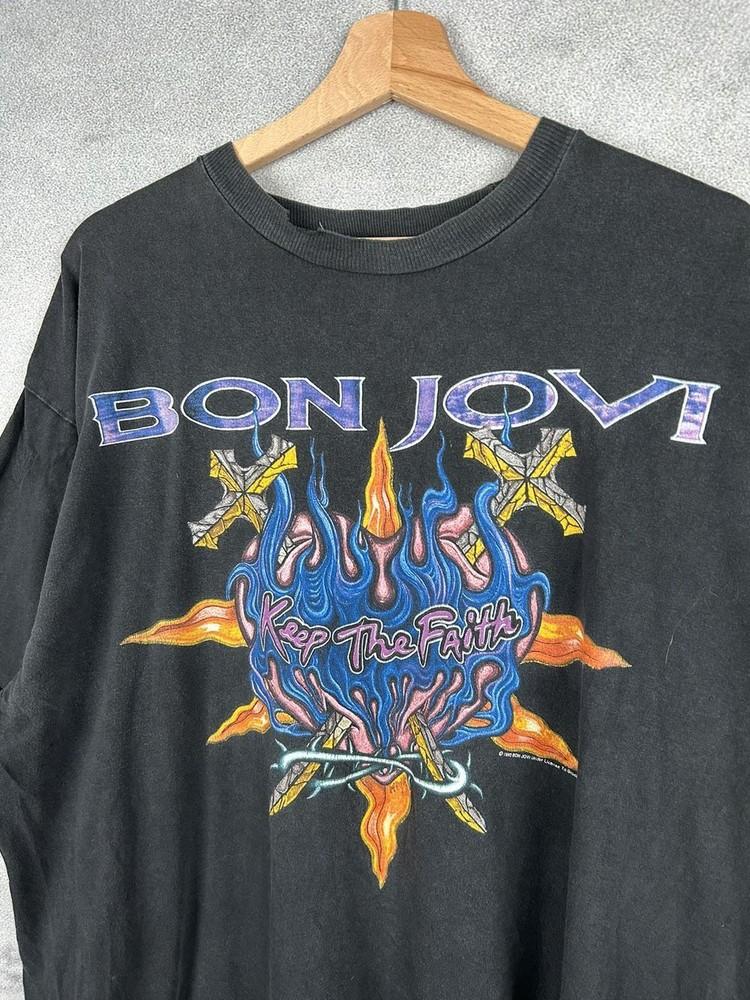 Rare 1993 Bon Jovi Rock Band Tee Tour 90s Black Unisex Tshirt Reprint KH15839 Unisex T-Shirt M