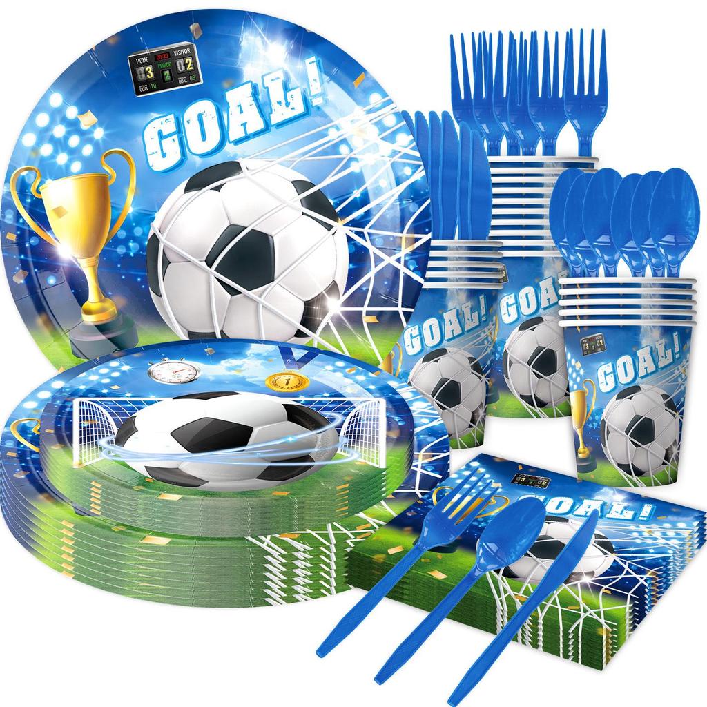 World Cup Football Party Supplies: Birthday Decorations & Tableware Set with Banners & Props