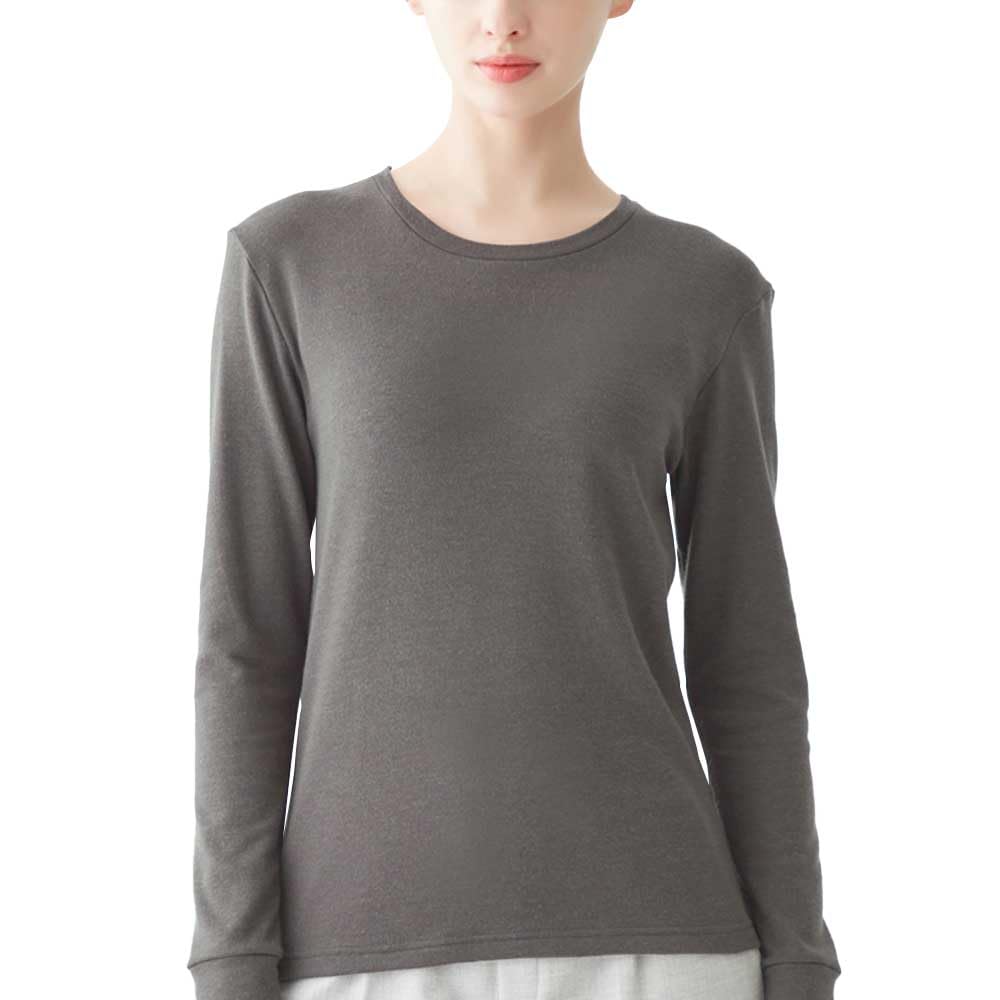 Gunze Fire Acedron Long Sleeve Prevents Sweat from Chilling In Warm Charcoal Gray Innerwear, Thick, Fleece-Lined, Winter, Moisture-Wicking,