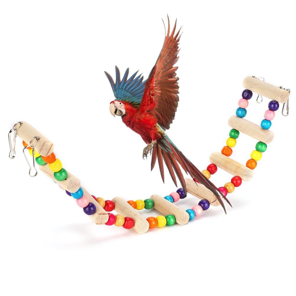 Wood Pet Parrot Suspension Bridge Climbing Toy Bending Freely Playing Supply6x39cm