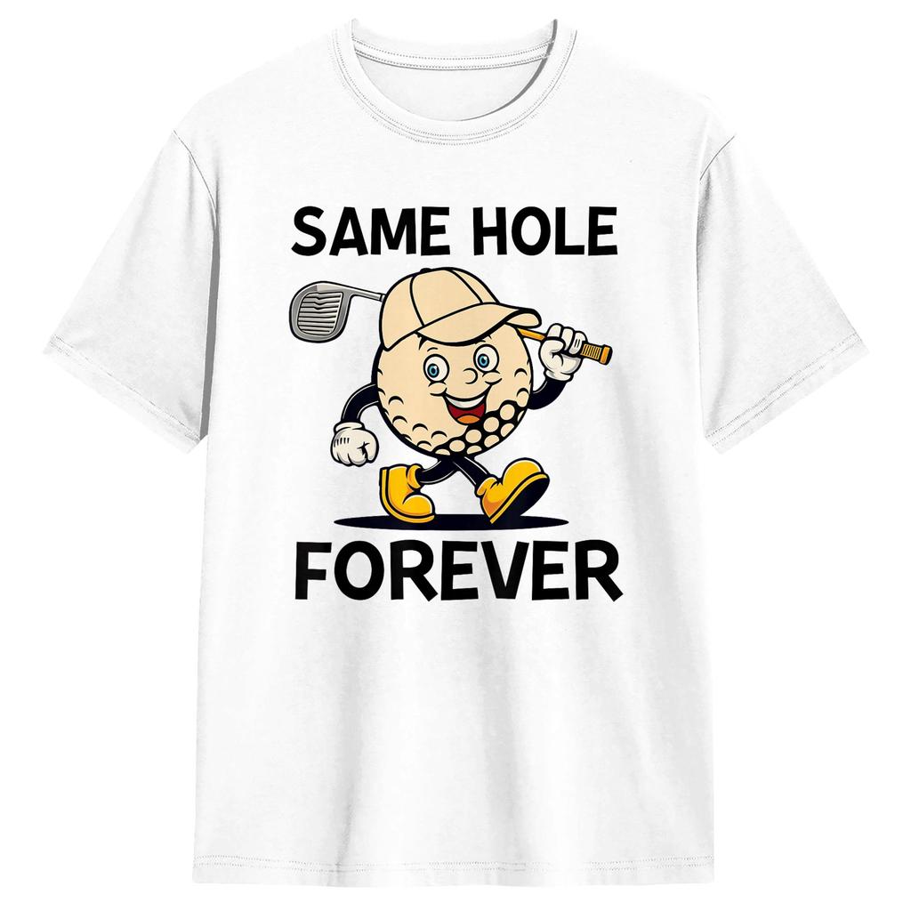 Unisex Same Hole Forever Funny Golf Minimalist Design Tshirts Cotton Tops Beach Y2k Retro Shortsleeved Tshirt O Neck Tshirt