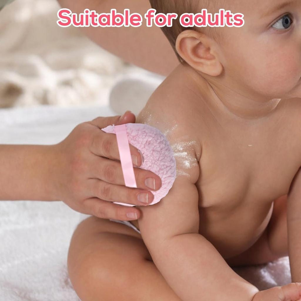 Plush Puff Oversized Puff Talcum Powder Puff Body Powder Pink with Storage Box