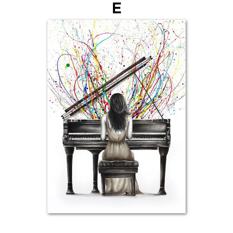 Gitary Pianino Perkusja Skrzypce Trąbka Gramofon Sztuka Ścienna Płótno Malarstwo Nordyckie Plakaty I Wydruki Obrazy Do Wystroju Salonu