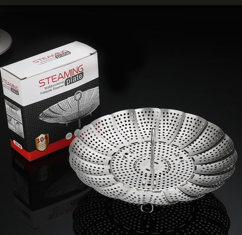 304 Stainless Steel Telescopic Steamer Basket & Folding Rack for Steamed Buns