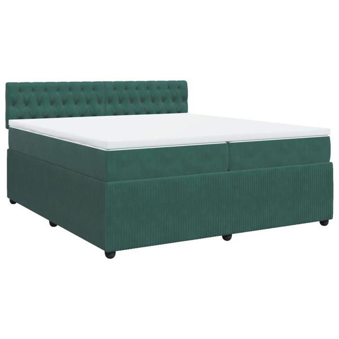 VidaXL Slatted Bed Base and Mattress Dark Green 200x200cm Velvet 3290139