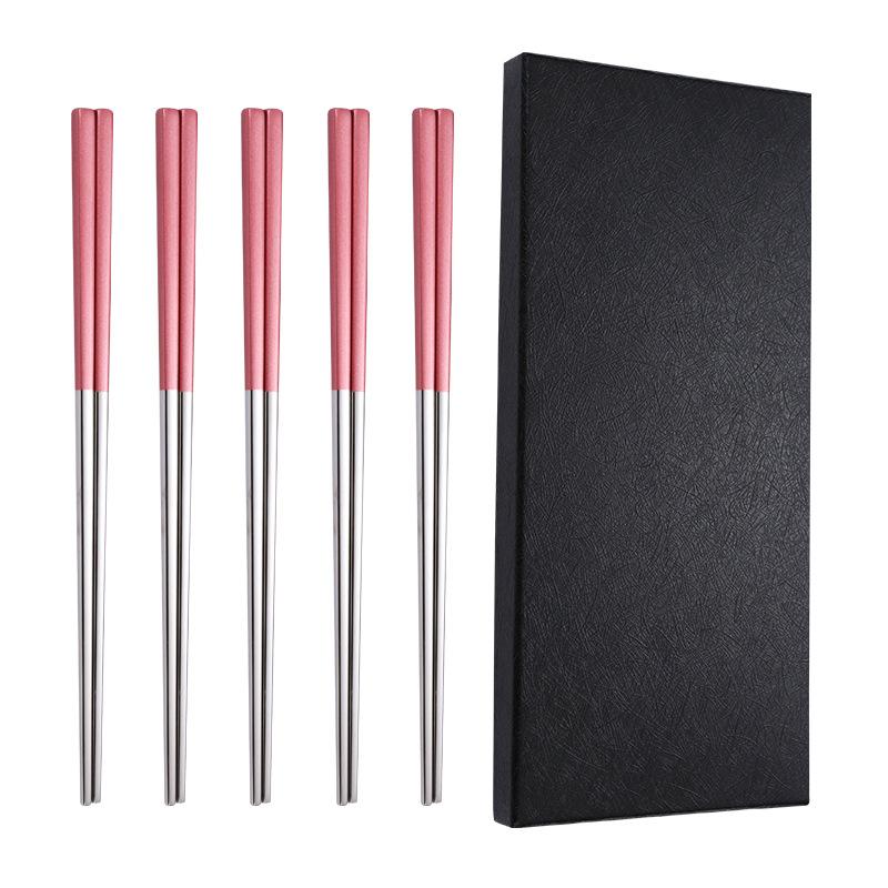 304 dlouhých hůlek z nerezové oceli, nádobí pro domácnost, protiskluzová sada, hůlky na tvarování a leštění, 5 párů