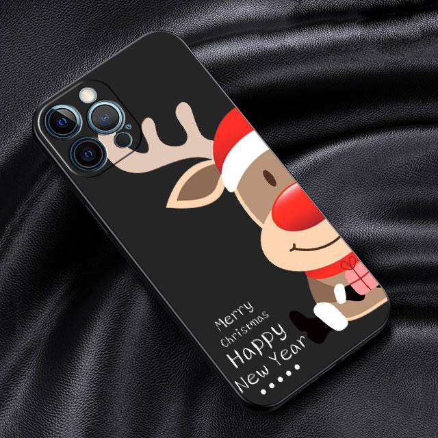 

Чехол для Apple iPhone 14 13 11 12 Pro 7 XR X XS Max 8 Plus 6 6S SE 2022 13Pro, черный мягкий телефон, принципиально, Рождественская кукла Олень iPhone 13 Mini