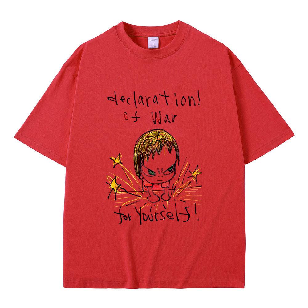 Hot Sale Yoshitomo Nara Declaration of War for Yourself Graphic Tshirt Summer Unisex Women Clothing Casual Funny Oversized Tshirt S